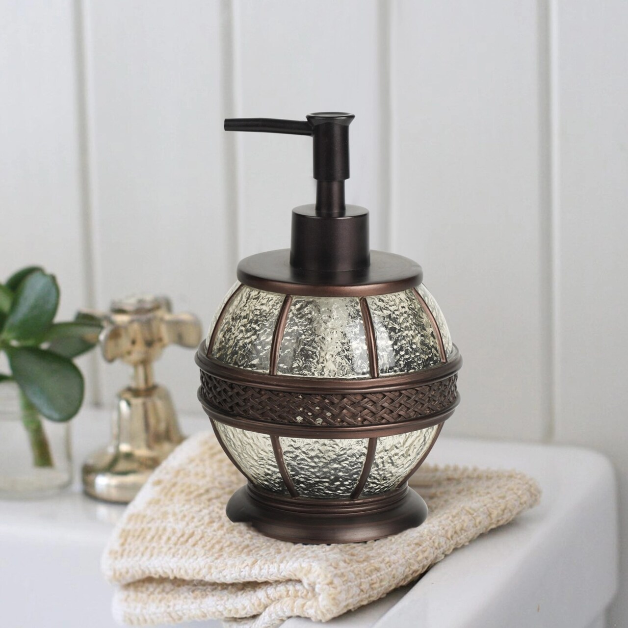 Liquid Soap Dispenser Pump Bottle | Bathroom & Kitchen | Holds Soap, Lotion & Sanitizer | Oil-Rubbed Bronze Finish